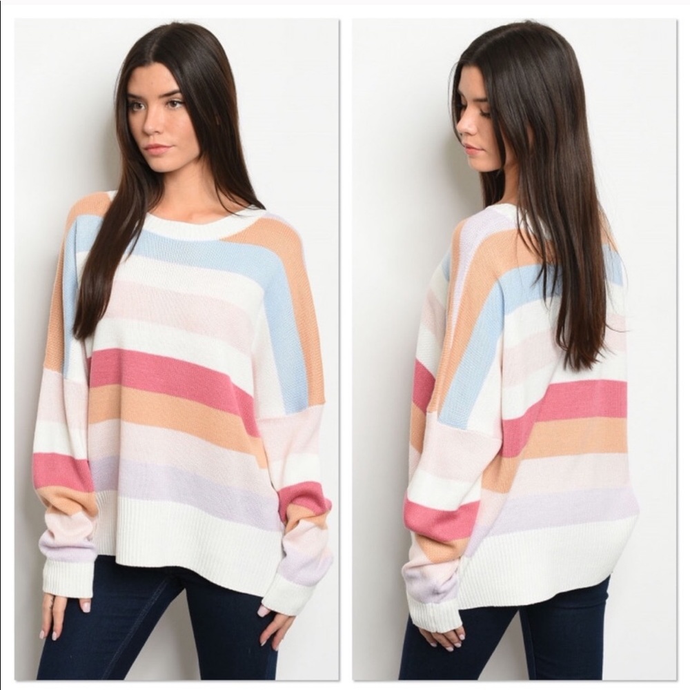 MUST GO, SALE ENDS 12/28 Striped Crew Neck Sweater - Picture 3 of 4